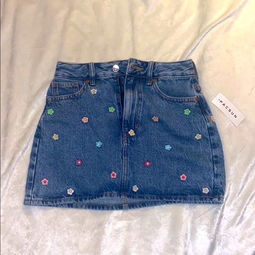 NWT PacSun Flower Jean Skirt